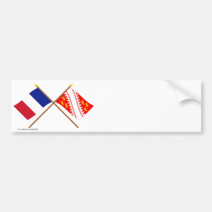 Adesivo Para Carro Bandeiras cruzadas de France e de Alsácia