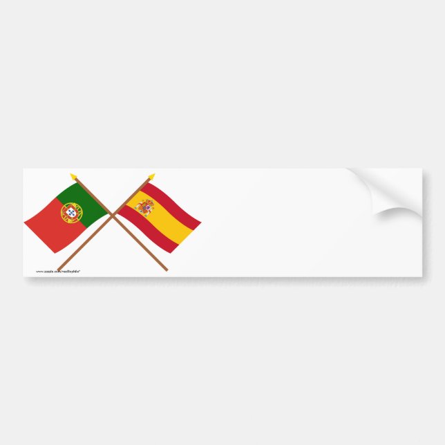 Adesivo Para Carro Bandeiras cruzadas de Portugal e da espanha (Frente)