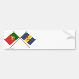 Adesivo Para Carro Bandeiras cruzadas de Portugal e de Madeira