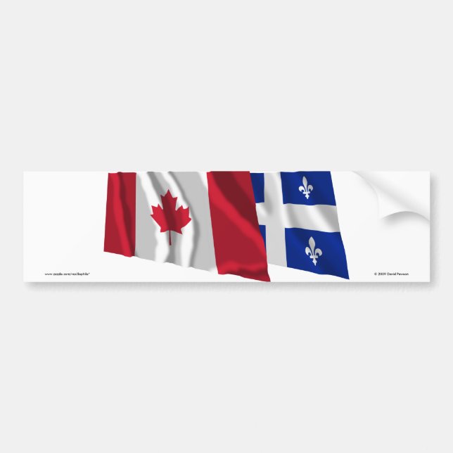 Adesivo Para Carro Bandeiras de ondulação de Canadá & de Quebeque (Frente)