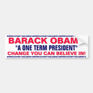 ADESIVO PARA CARRO BARACK OBAMA - UM PRESIDENTE DE UM TERMO