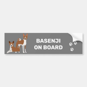 Adesivo Para Carro Basenji Hound On Board Vermelho Branco