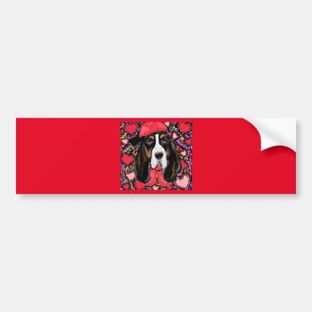 Adesivo Para Carro Basset Hound (Frente)