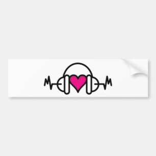 Adesivo Para Carro Beats of Love Coração cor-de-rosa com pulso e