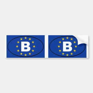 Adesivo Para Carro Bélgica - B - União Europeia, oval