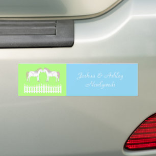 Adesivo Para Carro Belo Casamento de Cavalos Brancos Personalizado