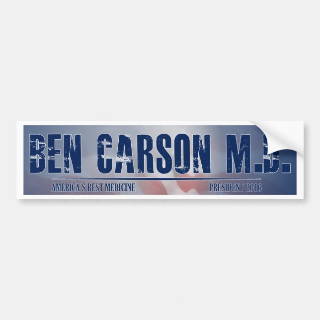 Adesivo Para Carro Ben Carson M.D. para o presidente (Frente)