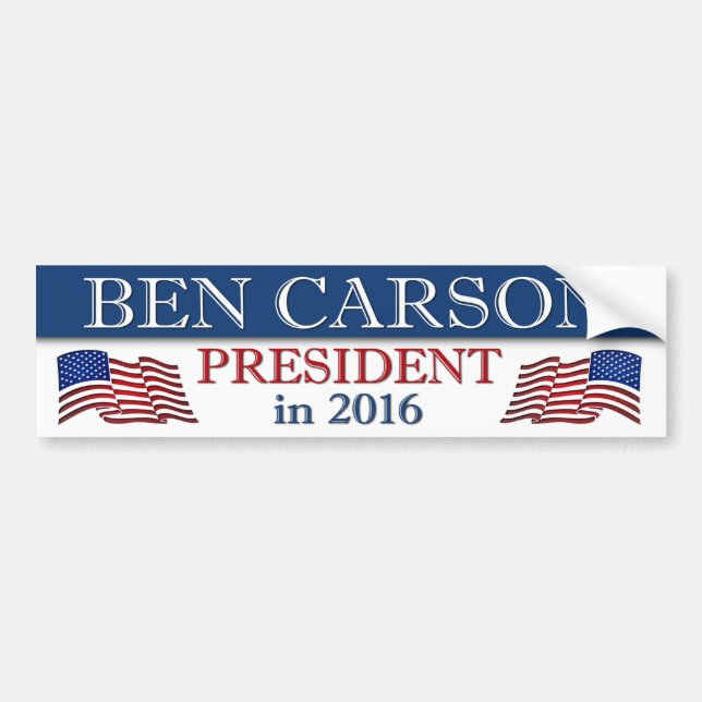 Adesivo Para Carro Ben Carson Presidente em 2016 (Frente)