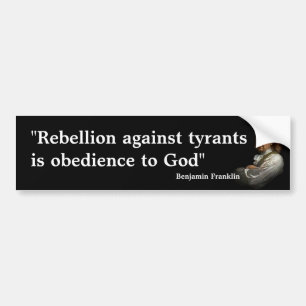 Adesivo Para Carro Benjamin Franklin Citação sobre a rebelião