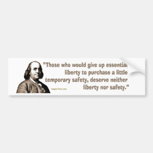 Adesivo Para Carro Benjamin Franklin na segurança e na liberdade