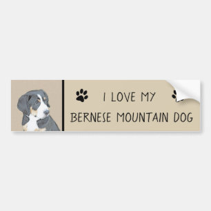 Adesivo Para Carro Bernese Mountain Dog Puppy Painting - Arte Origina