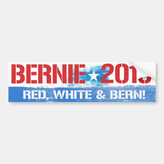 Adesivo Para Carro Bernie 2016 - Branco vermelho e máquinas de lixar (Frente)
