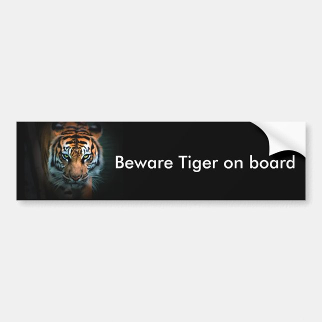 Adesivo Para Carro Beware o tigre a bordo (Frente)