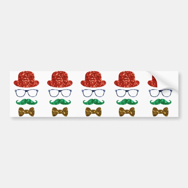 Adesivo Para Carro bigode de hipster de natal (Frente)