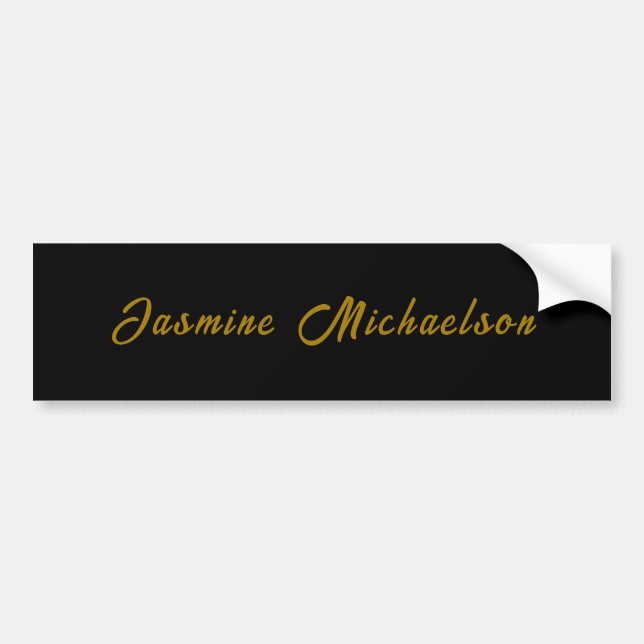 Adesivo Para Carro Black & Gold Calligraphy Minimalist Own Name (Frente)