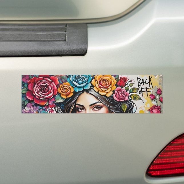 Adesivo Para Carro Boho Floral "Back Off" (No carro)
