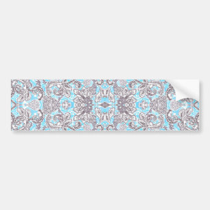 Adesivo Para Carro Bonito floral clássico cinza azul
