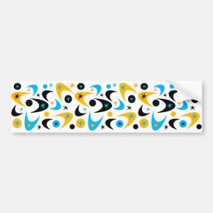 Adesivo Para Carro Boomerang de Starburst Preto e Aqua Amarelo Retro