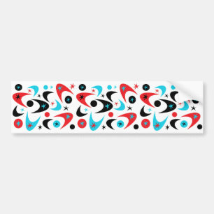Adesivo Para Carro Boomerang de Starburst Vermelho e Azul Retro