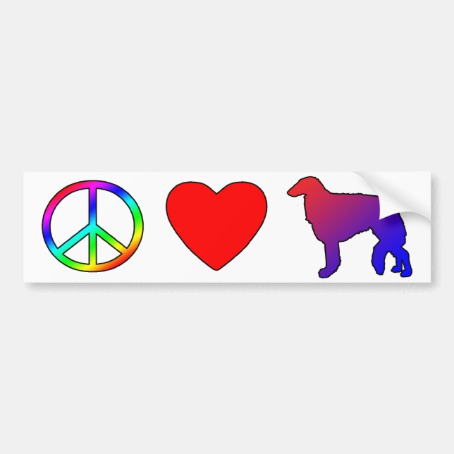 Adesivo Para Carro Borzois do amor da paz (Frente)