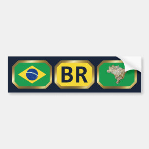Adesivo Para Carro Brazil Flag Map Code Bumper Sticker