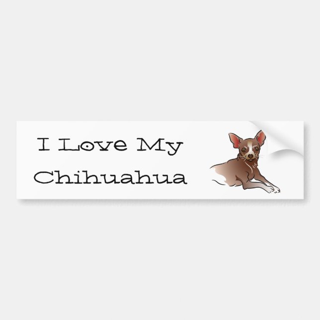 Adesivo Para Carro Brown Chihuahua - Eu Amo Meu Chihuahua (Frente)