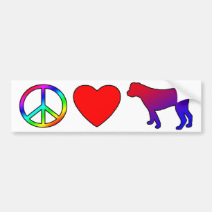 Adesivo Para Carro Buldogues do americano do amor da paz