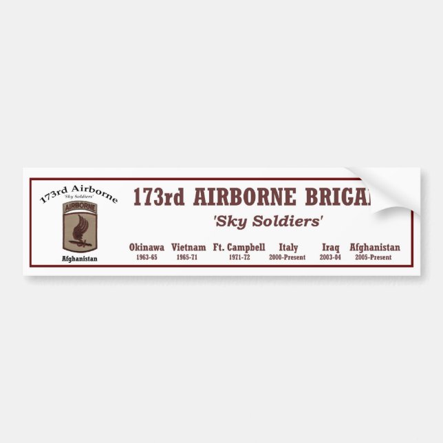 Adesivo Para Carro Bumper.Sticker - 173rd brigada transportada por (Frente)