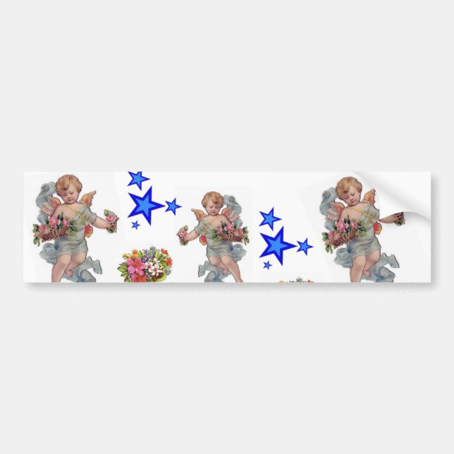 Adesivo Para Carro Bumper Sticker Angels Blue Stars (Frente)