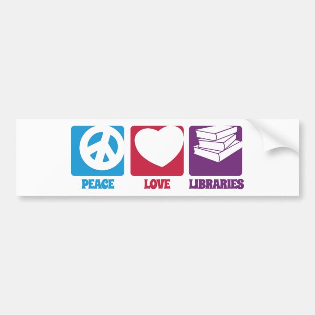 Adesivo Para Carro Bumper Sticker das Bibliotecas de Amor pela Paz (Frente)