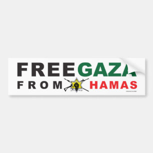 Adesivo Para Carro Bumper Sticker "Free Gaza From Hamas" (Branco)