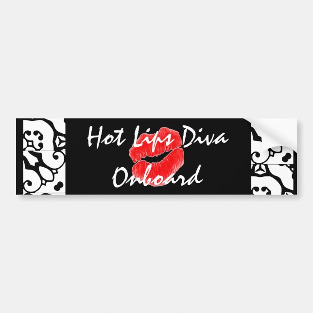 Adesivo Para Carro Bumper Sticker "Hot Lábios Diva Onboard" (Frente)