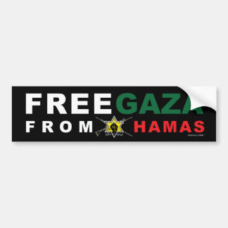 Adesivo Para Carro Bumper Sticker (Preto) "Free Gaza From Hamas"
