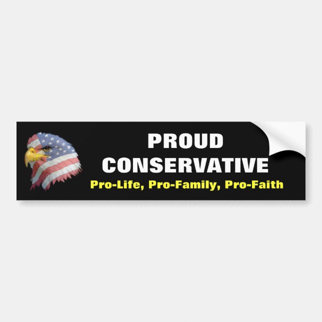 Adesivo Para Carro Bumpersticker conservador orgulhoso - preto (Frente)