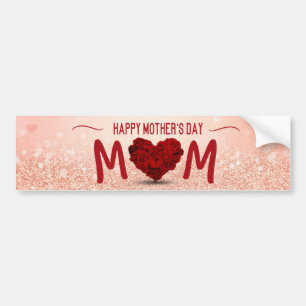 Adesivo Para Carro Buquê de Rosa feliz Dia de as mães