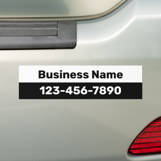 Adesivo Para Carro Business Name Phone Number Black and White (No carro)
