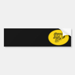 Adesivo Para Carro Cabeça do Demônio Negro e Design Amarelo