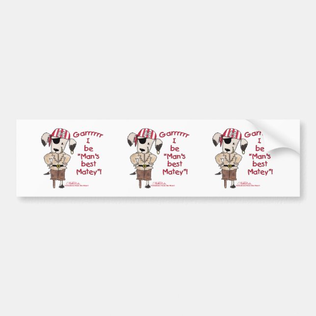 Adesivo Para Carro Cachorro Pirata "Mans Best Matey"! (Frente)