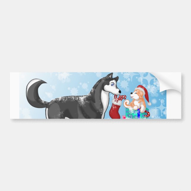 Adesivo Para Carro Cachorros de Natal! (Frente)