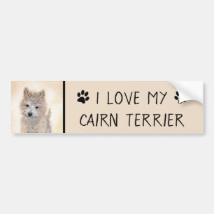 Adesivo Para Carro Cairn Terrier Puppy Painting - Arte Original De C