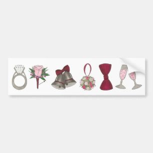 Adesivo Para Carro Calças de Casamento Champagne Bowtie Bumper Sticke