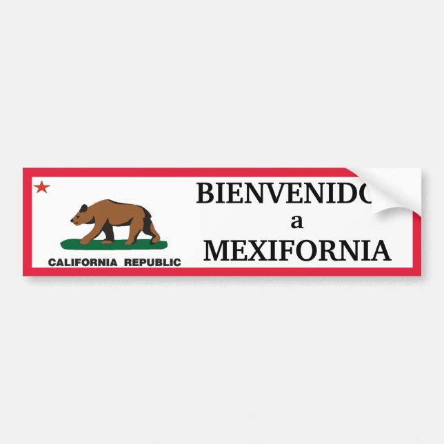 Adesivo Para Carro Califórnia: Bienvenidos um Mexifornia (Frente)