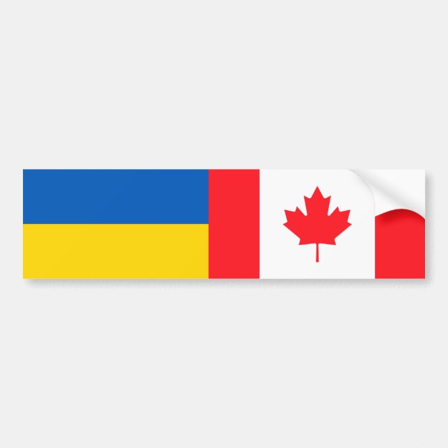 Adesivo Para Carro Canadense Eu apoio a Ucrânia. Bandeiras CA e UKR. (Frente)