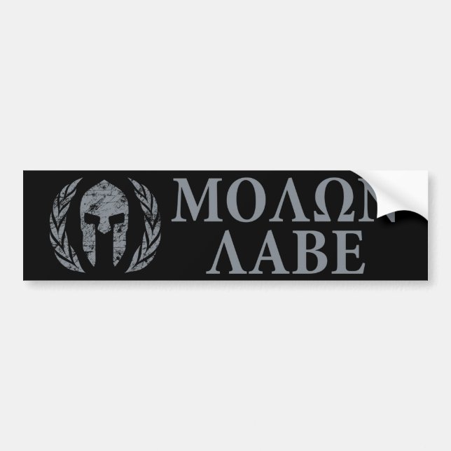 Adesivo Para Carro Capacete de Molon Labe Grunge Spartan (Frente)