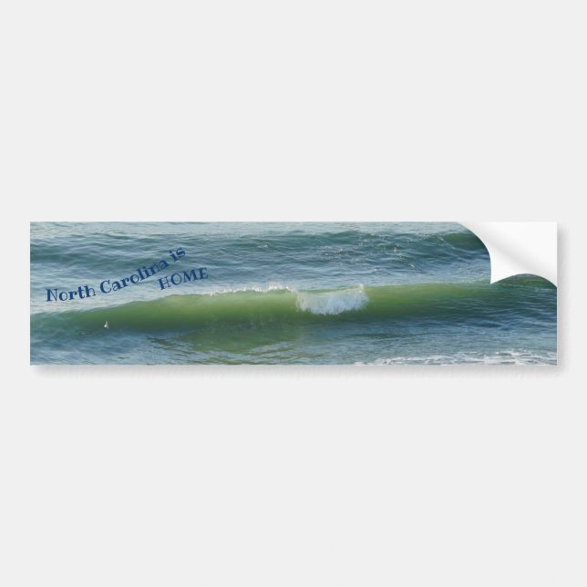 Adesivo Para Carro Carolina do Norte é Home Ocean Wave Bumper Sticker (Frente)