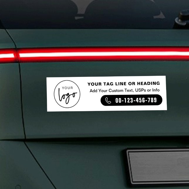 Adesivo Para Carro Carro da Empresa de Logotipo Moderno Profissional (Minimalist promotional business logo and contact details car bumper sticker)