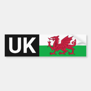 Adesivo Para Carro Carro-Sticker & Wales viagem no estrangeiro/bandei