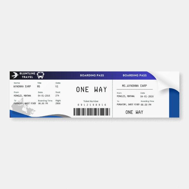 Adesivo Para Carro Cartão de embarque em bluntline (S1E1) (Frente)