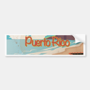 Adesivo Para Carro Cartaz de Viagem Antigo de Porto Rico