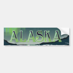 Adesivo Para Carro Cartaz de viagem vintage Aurora Alaskana
